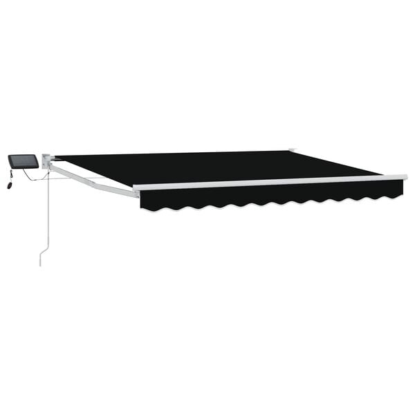 vidaXL Manual Retractable Awning with LEDs Black 3 x 2.5 m