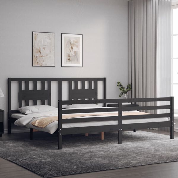 vidaXL Bed Frame without Mattress Grey 200x200 cm Solid Wood