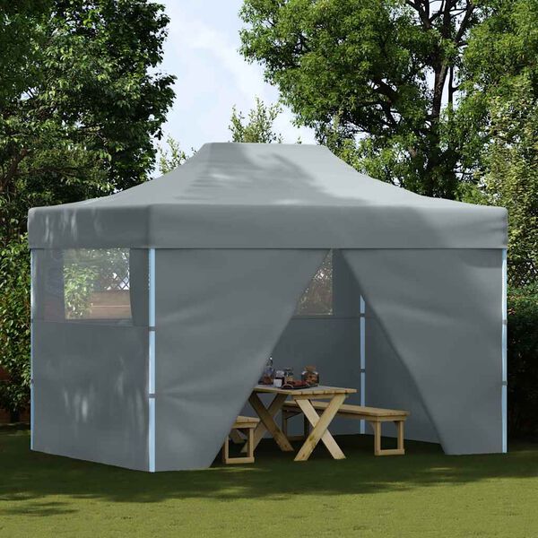 vidaXL Professional Folding Party Tent with 4 Sidewalls 3x4 m Steel Anthracite