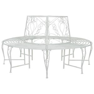 vidaXL Tree Bench 8-Seater &Oslash; 160 x 89 cm Steel Antique White Round