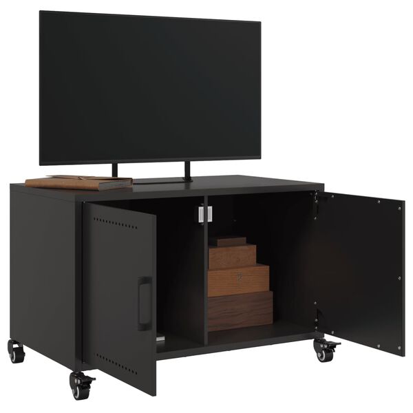 vidaXL TV Cabinet Black 68x39x43.5 cm Steel