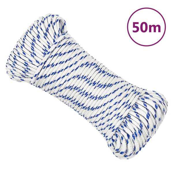 vidaXL Boat Rope White 3 mm 50 m Polypropylene