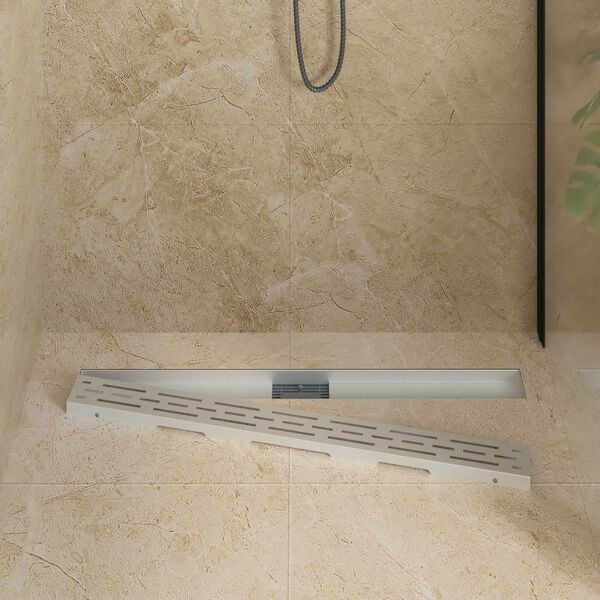 vidaXL Shower Drain with Line Design Silver 90 cm Stainless Steel 304
