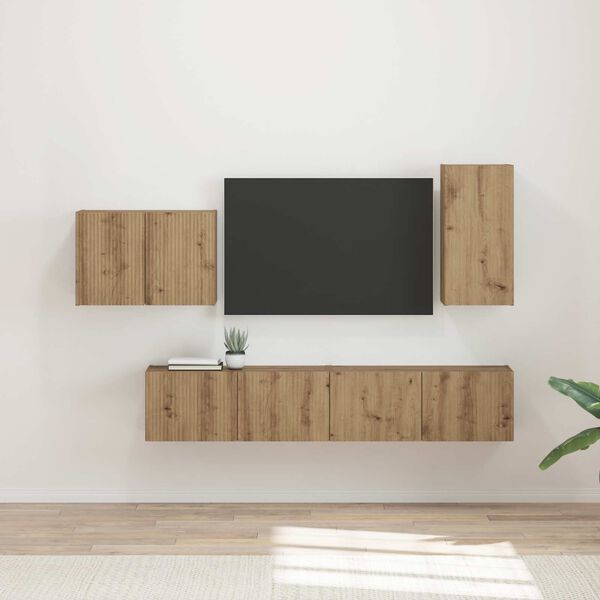 vidaXL TV Wall Cabinet Set 4 pcs Artisan Oak Engineered Wood