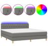 vidaXL Box Spring Bed with Mattress&LED Dark Grey 180x200cm Fabric