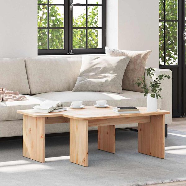 vidaXL Coffee Table 2 pcs Natural Solid pine wood