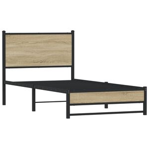 vidaXL Metal Bed Frame without Mattress Sonoma Oak 90x190 cm Single