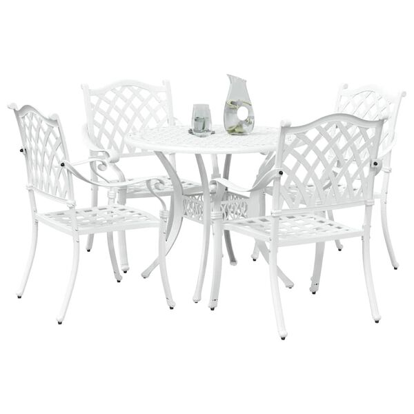 vidaXL Garden Dining Set 5 pcs White Aluminium