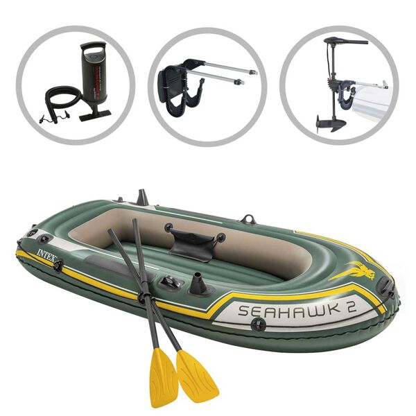 Intex Inflatable Boat Set Seahawk 2 with Trolling Motor and Bracket