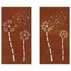 vidaXL Garden Wall Decorations 2pcs 105x55cm Corten Steel Flower Design