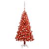 vidaXL Artificial Pre-lit Christmas Tree with Ball Set Red 120 cm PVC