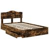 vidaXL Storage Bed with Drawer Smoked Oak 120 x 190 cm Engineered Wood