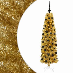 vidaXL Artificial Slim Christmas Tree with Bauble 180 cm 300 LEDs