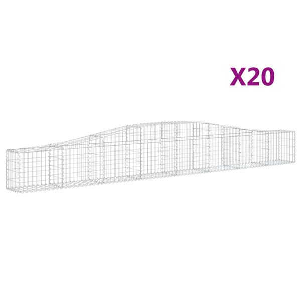 vidaXL Arched Gabion Baskets 20 pcs 400x30x40/60 cm Galvanised Iron
