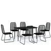 vidaXL 7 Piece Garden Dining Set Black
