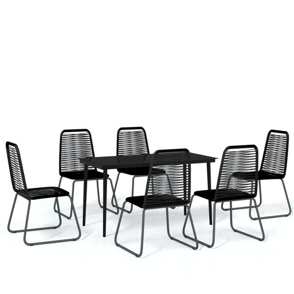 vidaXL 7 Piece Garden Dining Set Black