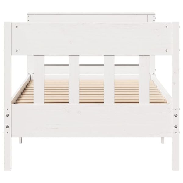 vidaXL Bed Frame without Mattress White 75x190 cm Small Single Solid Wood Pine