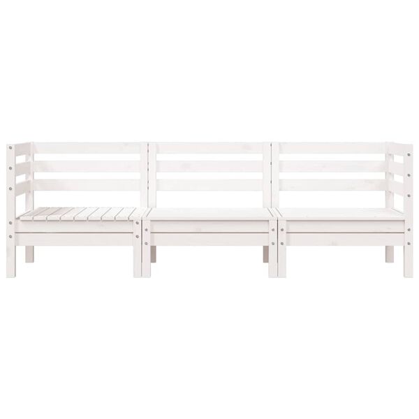 vidaXL Garden Sofa 3-Seater White Solid Wood Pine