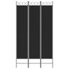 vidaXL 3-Panel Room Divider Black 120x220 cm Fabric