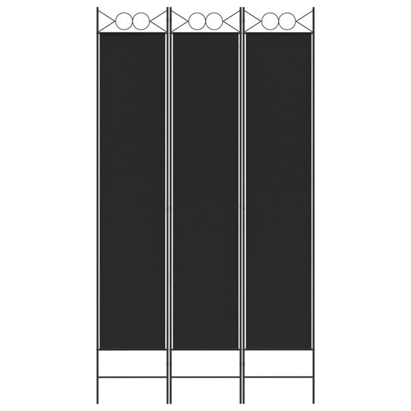 vidaXL 3-Panel Room Divider Black 120x220 cm Fabric