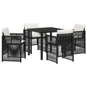 vidaXL Garden Dining Set 5 pcs Black Powder-Coated Steel