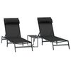 vidaXL Sunloungers 2-person 3 pcs Black and Anthracite Steel
