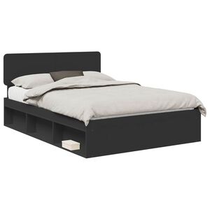 vidaXL Bed Frame with Headboard Black 150 x 200 cm Solid Pine Wood