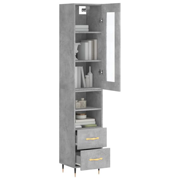 vidaXL Highboard Concrete Grey 34.5x34x180 cm Engineered Wood