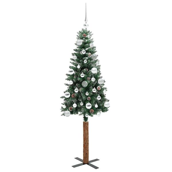 vidaXL Slim Christmas Tree with 150 LEDs Green and White 150 cm