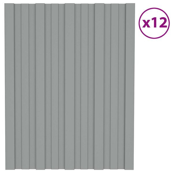 vidaXL Roof Panel 12 pcs Grey 60 x 45 cm Galvanised steel