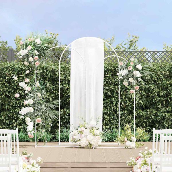 vidaXL Wedding Arch 3 pcs White Steel