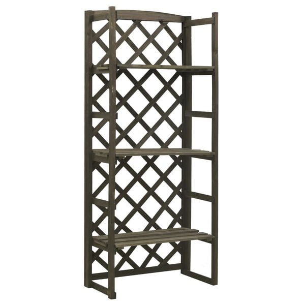 vidaXL Garden Trellis Planter with Shelves Grey 60x30x140 cm Solid Firwood