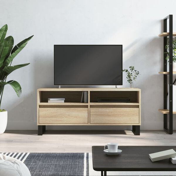 vidaXL TV Cabinet Sonoma Oak 100x34.5x44.5 cm Engineered Wood