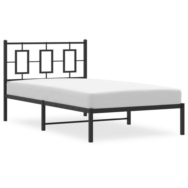 vidaXL Metal Bed Frame without Mattress with Headboard Black 100x190cm