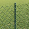 vidaXL Fence with Post Green 0.6 x 10 m Steel and PVC