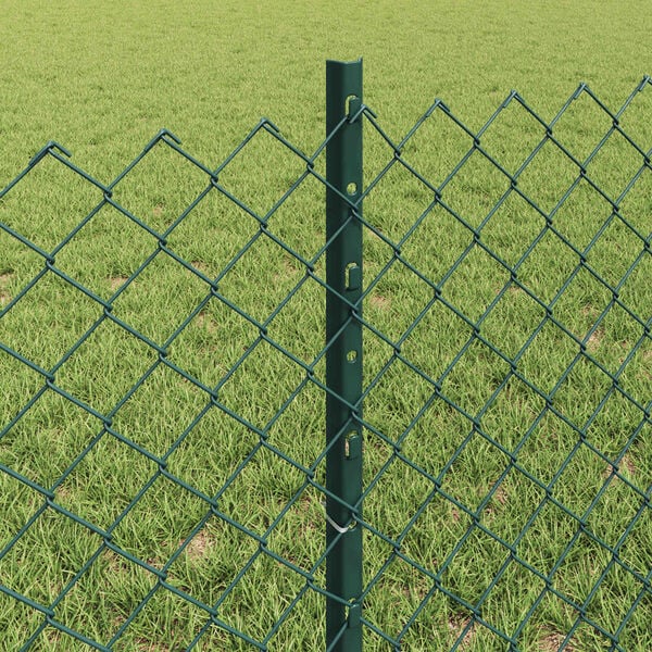 vidaXL Fence with Post Green 0.6 x 10 m Steel and PVC