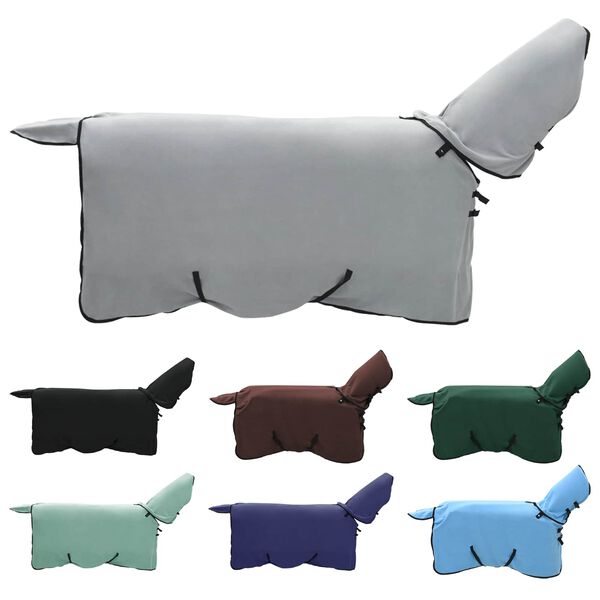 vidaXL Horse Blanket Full Light Grey and Pink Polyester