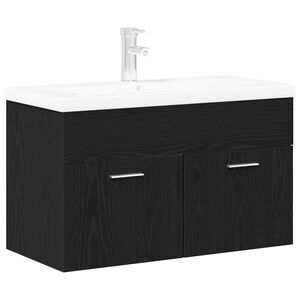 vidaXL Bathroom Cabinet Black Oak 90 x 38.5 x 46 cm Engineered Wood