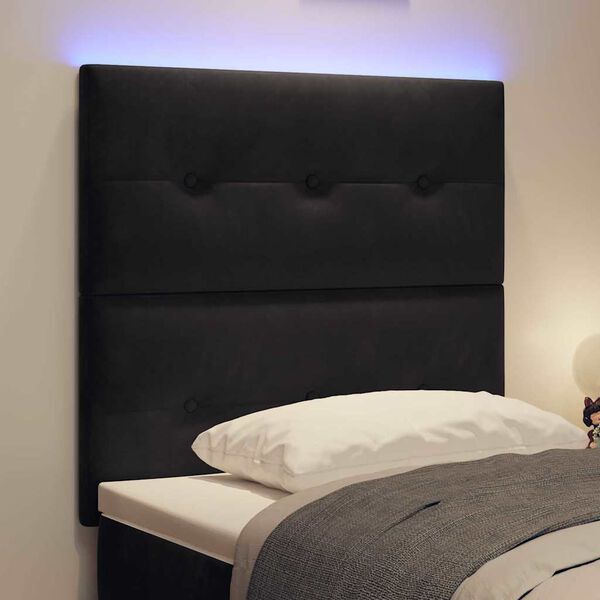 vidaXL LED Headboard with LED Strip Lights Black 100 cm Polyester