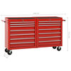 vidaXL Tool Trolley with 14 Drawers Steel Red