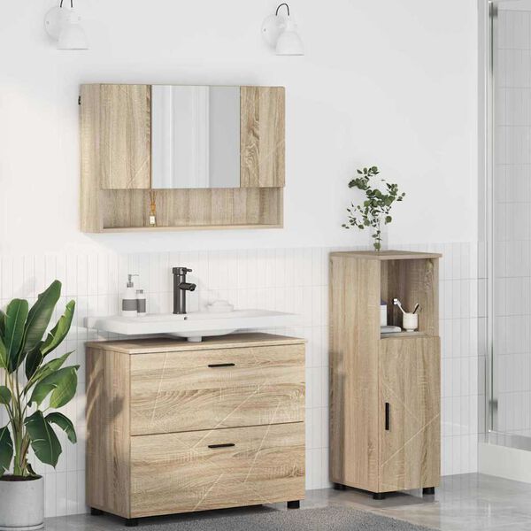 vidaXL Bathroom Furniture Set with Drawer with Shelf 3 pcs Sonoma Oak