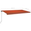 vidaXL Manual Retractable Awning with LED 6x3 m Orange and Brown