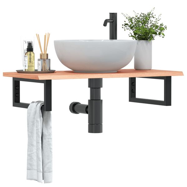 vidaXL Basin Shelf Wall Mounted Steel and Solid Wood Oak
