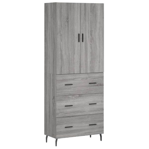 vidaXL Highboard Grey Sonoma 69.5x34x180 cm Engineered Wood