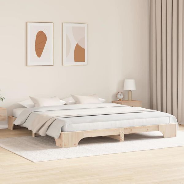 vidaXL Bed Frame Natural 180 x 200 cm Solid Pine Wood