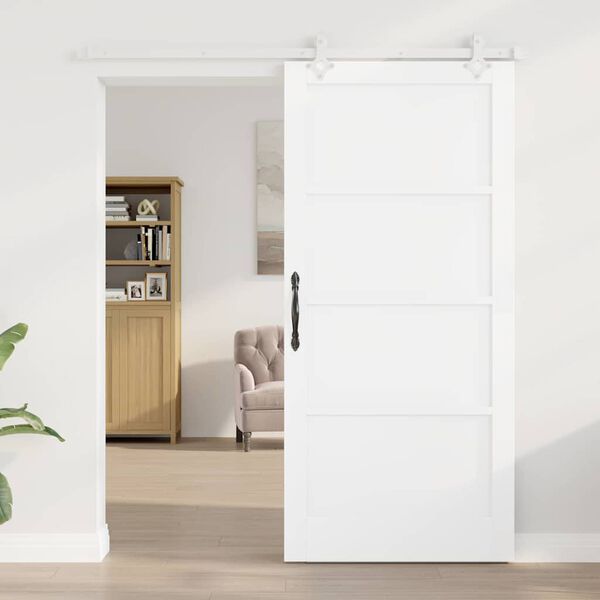 vidaXL Sliding Door White 93 x 202 cm Solid Pine Wood