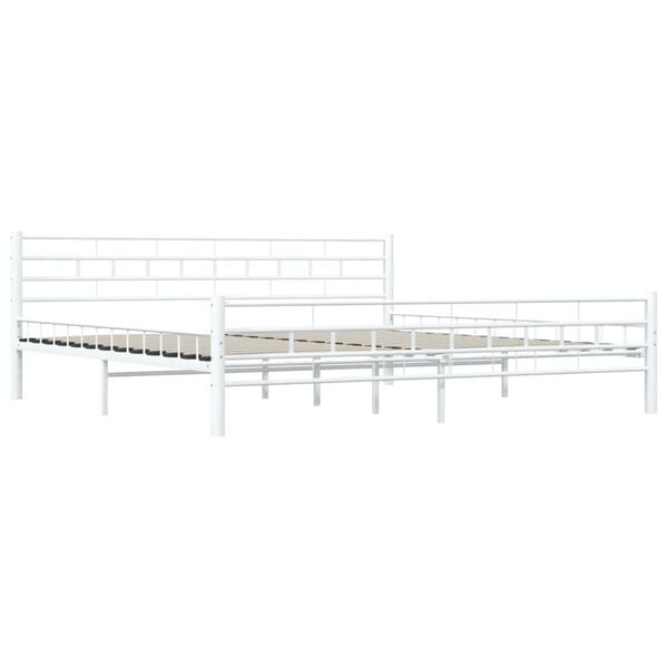 vidaXL Bed Frame White Metal 180x200 cm Super King