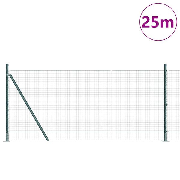 vidaXL Fence Post Green 25 x 0.8 m (25 x 25 mm mesh) Steel and PVC