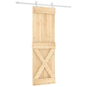 vidaXL Sliding Door Natural and White 70 x 210 cm Solid Pine Wood