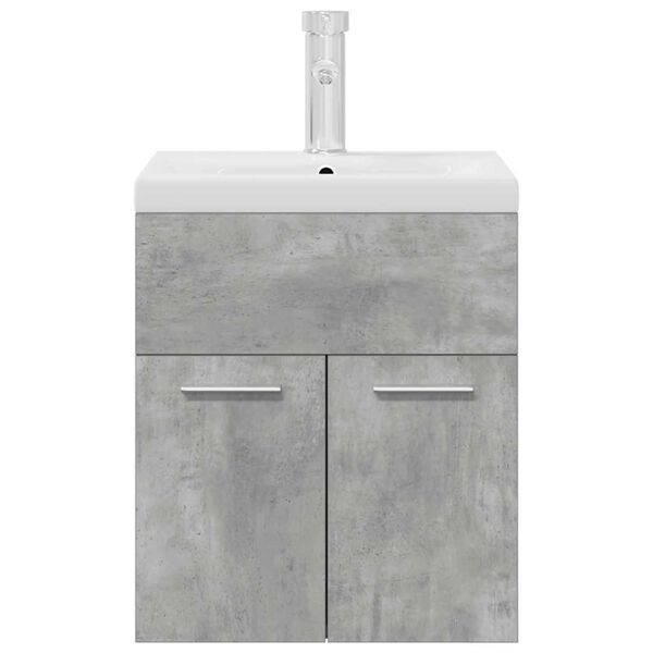 vidaXL Bathroom Sink Cabinet with Built-in Basin and Faucet Concrete Grey